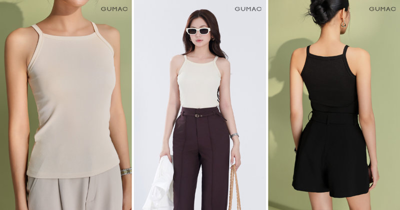 Ao tanktop ôm nhẹ và quần đũi ống rộng cạp cao thoải mái và cực kỳ tôn dáng